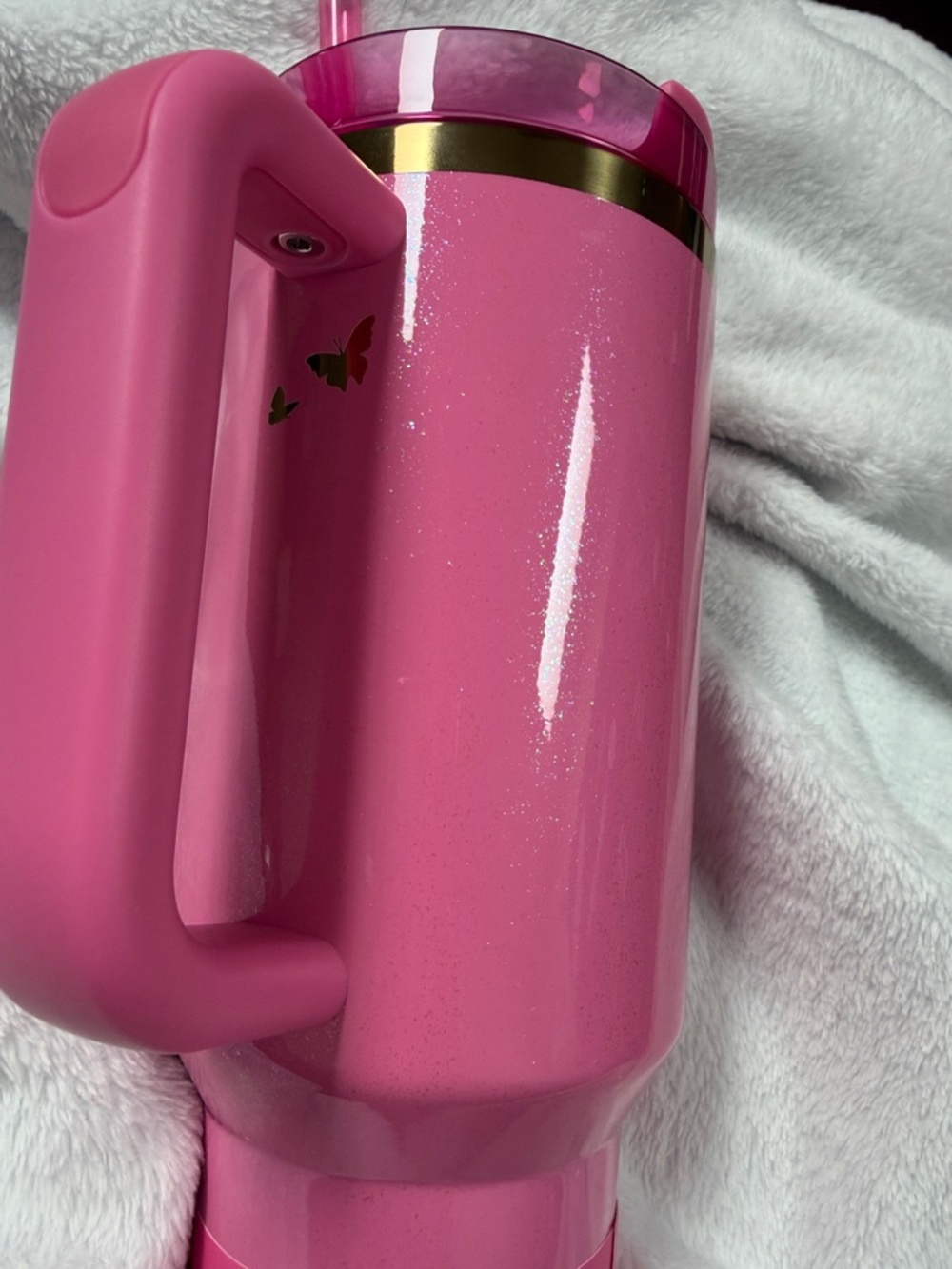 Wicked “Glenda” Stanley Hot Pink Tumbler with sparkles & Gold Accents - Picture 8 of 13